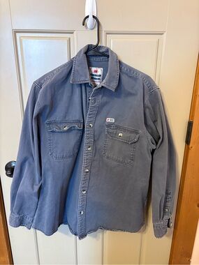 Washed Denim-Style Shirt Jacket in Faded Blue